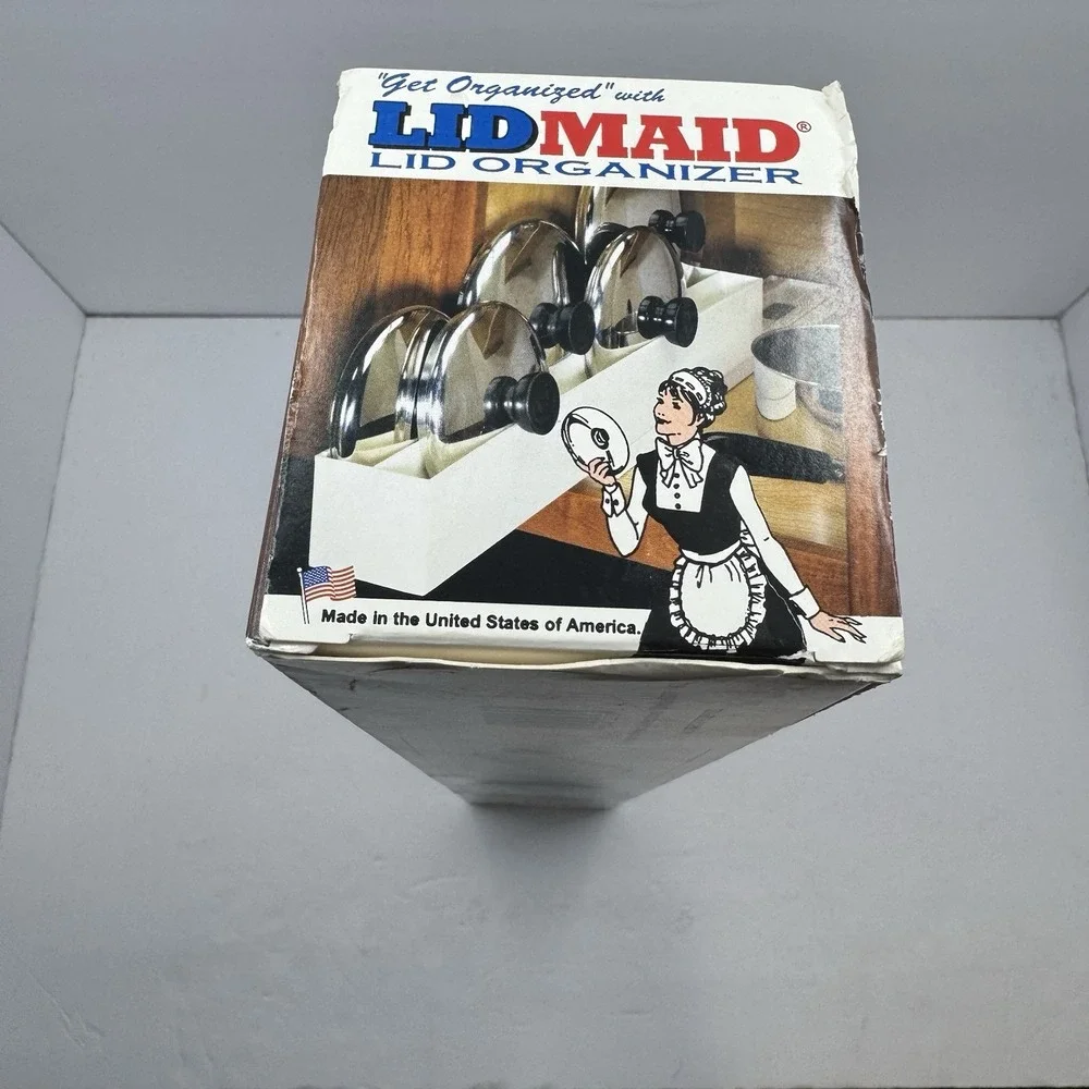 Vintage Lid Maid Pot and Pan Lid Organizer Cabinet Slider Made in USA 80s 90s